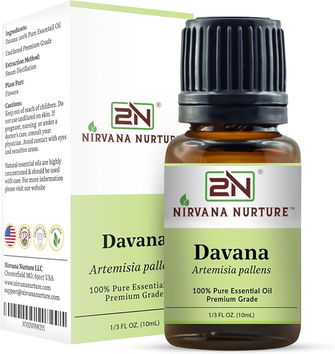 Davana Essential Oil, 100% Pure Undiluted, Aromatherapy Oil for Diffuser, Hair & Skin Care