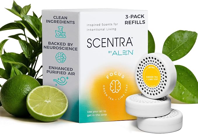 Scentra FOCUS Air Purifier Scent Refill - 3 Months Supply, for Air Purifiers - Green Tea, Bergamot & Lime, Supports Clarity & Productivity