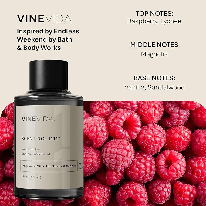 VINEVIDA [4oz] Endless Weekend Fragrance Oil for Candle Making and Soap Making - Premium Candle Scents for Soy Candles