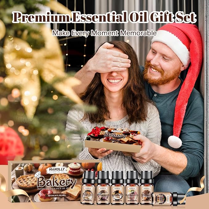 Bakery Essential Oils Set, Premium Fragrance Oil for Diffusers, Scented Oils for Soap & Candle Making, Pumpkin Pie, Apple Pie, S'Mores, Red Velvet Cake, Strawberry Shortcake,Glazed Donut