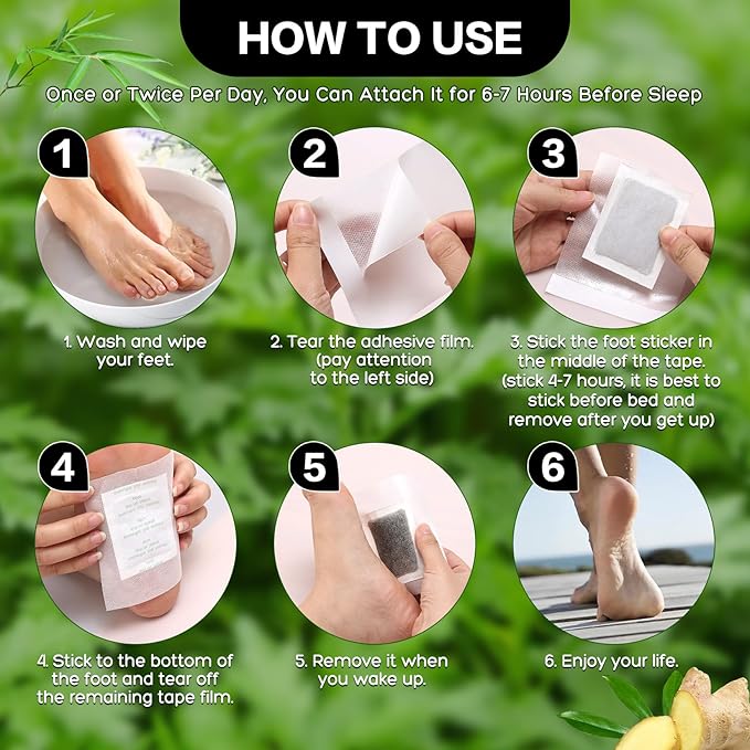 50 Pack Natural Ginger Wormwood Bamboo Vinegar Foot Pads - Premium Foot Care, Stress Relief, Better Rest, Feet Health Patches, Relaxing Muscles Kit for Women