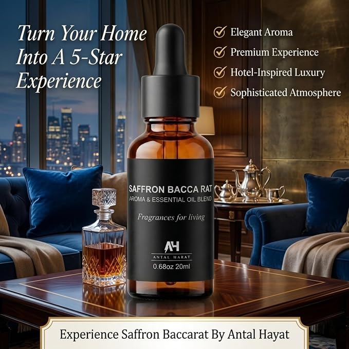 Luxury Hotel Diffuser Oil – Luxury Hotel Scent Diffuser Oil Saffron & Jasmine – Home Luxury Scents – Premium Home Fragrance Oil for Waterless & Reed Diffusers – 20mL Glass Dropper Bottle
