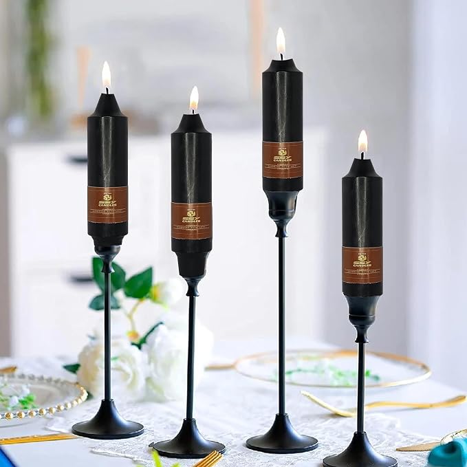 Unscented Halloween Taper Candles Sticks 4 Pack Black Taper Candlesticks 5 inch Cute Taper Candles Stick Candles for Halloween Party Home Décor