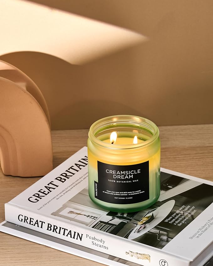 M&SENSE Orange Creamsicle Summer Scented Candle - 11.6oz Clean Non Toxic Natural Soy Wax 70-Hour Slow Burning Candle, 2-Wick Long Lasting Home Fragrance Gifts for Housewarming & Anniversaries