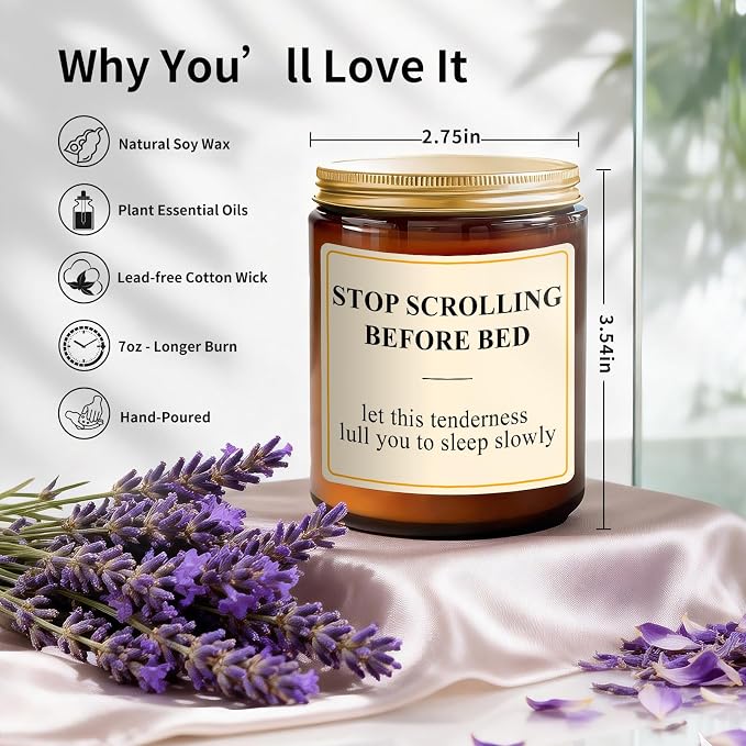 Lavender Candle for Relaxation - 7oz Aromatherapy Candles for Stress Relief & Sleep - Natural Soy Candles for Home Scented, Calming Candles Mothers Day Gifts for Women Soothing Relaxing