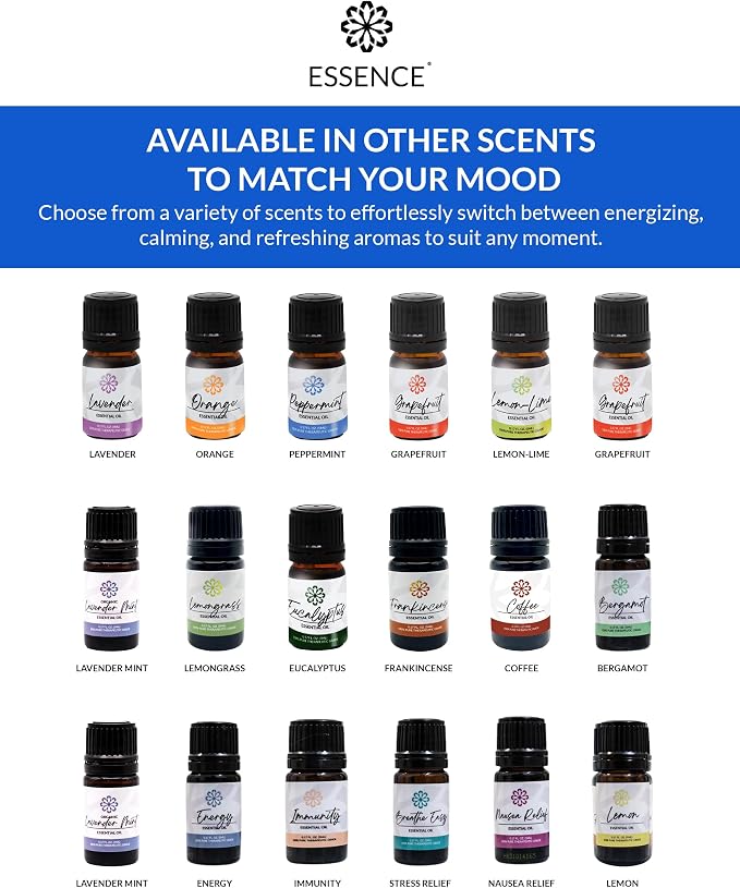 Essence Pearl Travel Case | Peppermint Essential Oil | Aromatherapy Nasal Diffuser & Essential Oil Carrying Case | Invigorating Peppermint Scent | Travel-Friendly Kit | Black Pod
