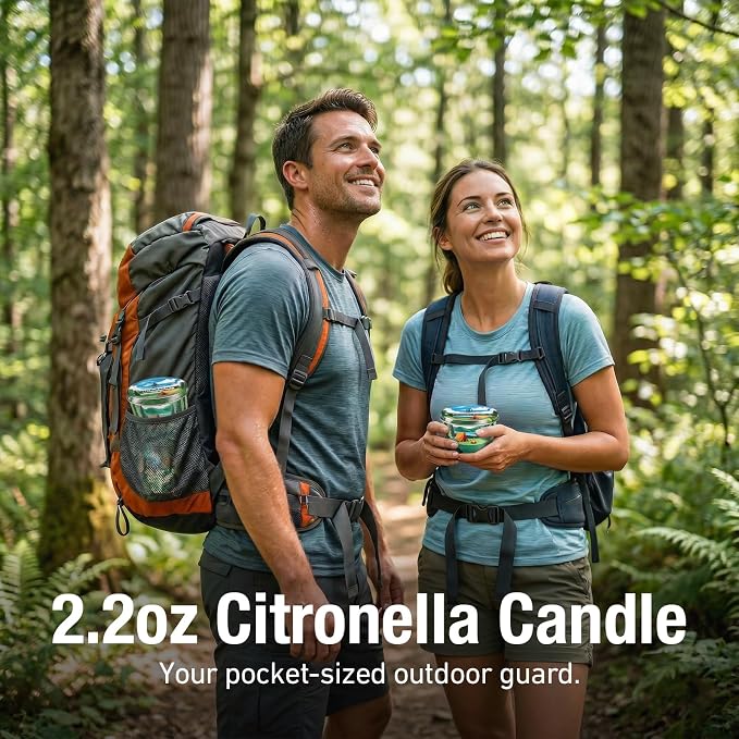 Citronella Candle for Outdoor 3 Pack, 2.2oz Citronella Scented Candles for Outdoor Camping, Natural Soy Wax with Essential Oils, Portable Tin for Patio Backyard Hiking