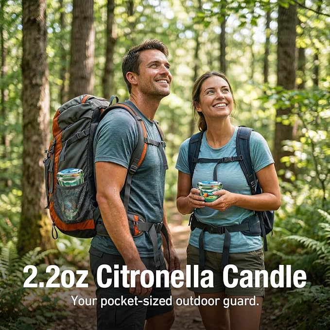 Citronella Candle for Outdoor 9 Pack, 2.2oz Citronella Scented Candles for Outdoor Camping, Natural Soy Wax with Essential Oils, Portable Tin for Patio Backyard Hiking