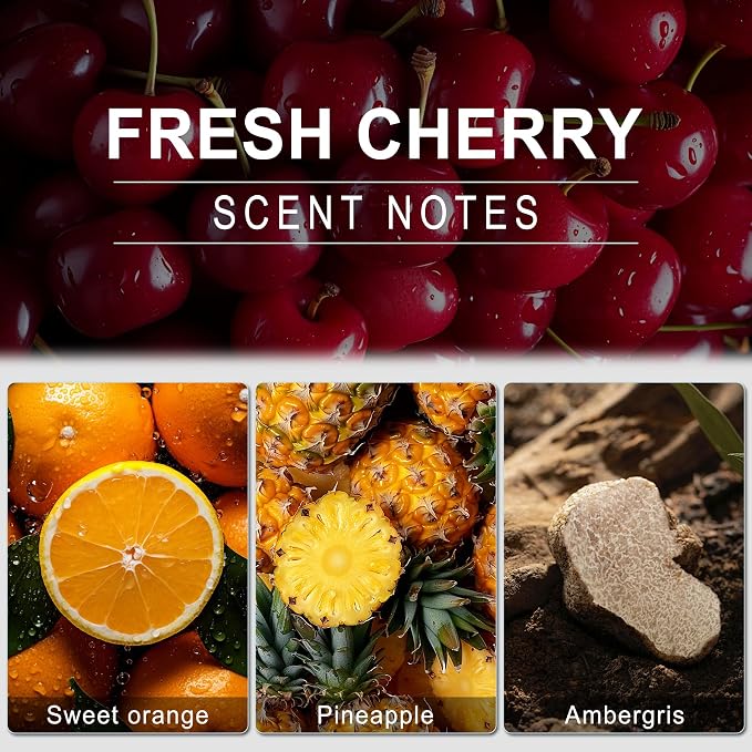 JUSTTOP Cherry Scent Car Air Freshener Clip,Provides Long Lasting Fragrance Holding for Over 120 Days,4 Vent Clips,4ml Each,Car Accessories for Men or Women(Cherry)
