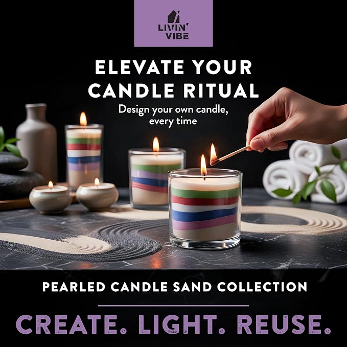 Pearled Candle Sand 10.5 oz (300g) – Lavender Serenity Scented Candle, Purple Color, Relaxing Aromatherapy, Home Decor, Stress Relief, Long-Lasting Burn