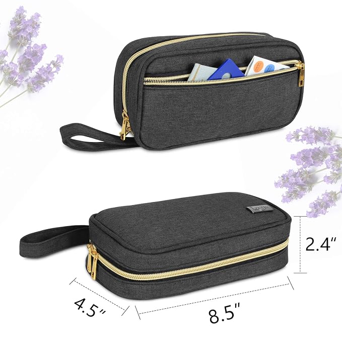 LUXJA Essential Oil Carrying Case - Holds 12 Bottles (5ml-15ml, Including Roller Bottles), Portable Organizer for Essential Oil and Accessories (Bag Only), Black