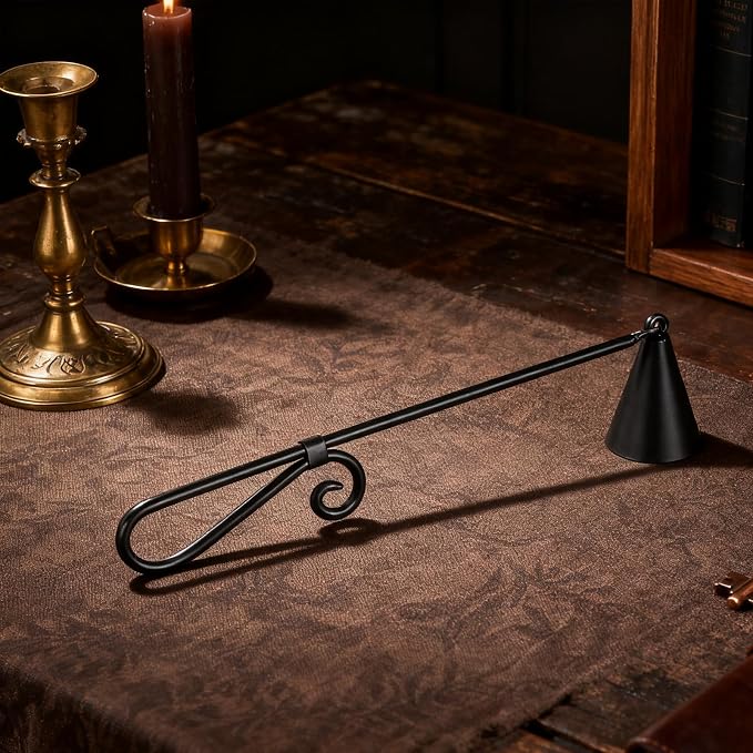 Iron Vintage Black Candle Snuffer, 9.37 Inch Long Handle with 1.57 Inch Bell, Home Decor