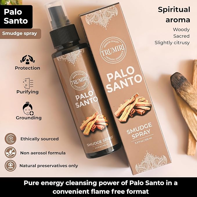 Palo Santo Spray For Negative Energy Cleansing Of Home - Non Toxic Natural Room Spray Made With Palo Santo Essential Oil - Safe Body Mist For Smudge Kit