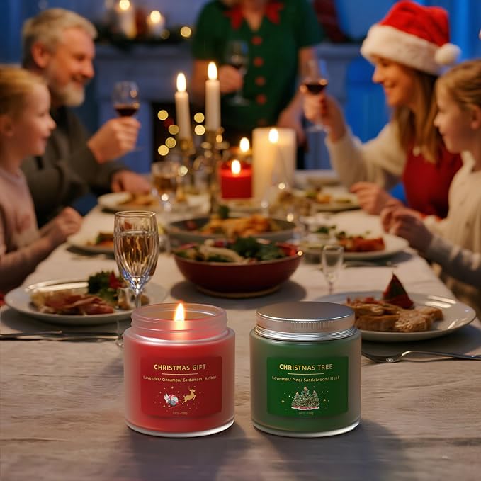BOYUJK Christmas Candles, Scented Aromatherapy Candles Gift Set for Her and Him, Lavender, Pine, Sandalwood, Musk, Cinnamon, Cardamom, Amber Scent