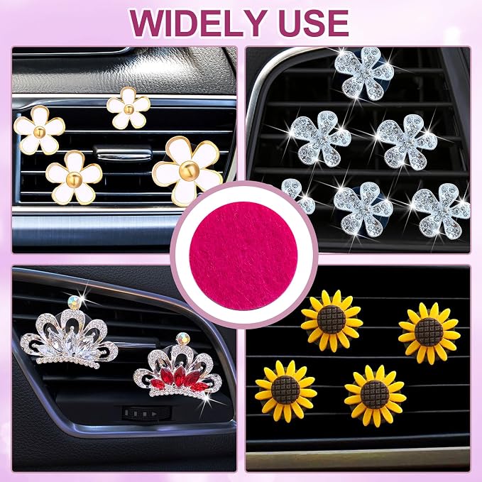 HINZIC 30Pcs Random Color Car Air Freshener Refill Felt Pads, 22x3.7mm Unscented Air Freshener Replacement Round Oil Perfumes Refill Tablets for Car Diffusers Air Freshener Vent Clips