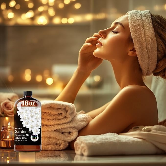 Gardenia Essential Oil, Gardenia Oil 16 Fl Oz 480 ML for Diffuser Humidifier Yoga Cleaning DIY Candle Soap Making Perfume Gift for Women Essential Oils FRAOIL (Gardenia 16 Fl Oz (Pack of 1))