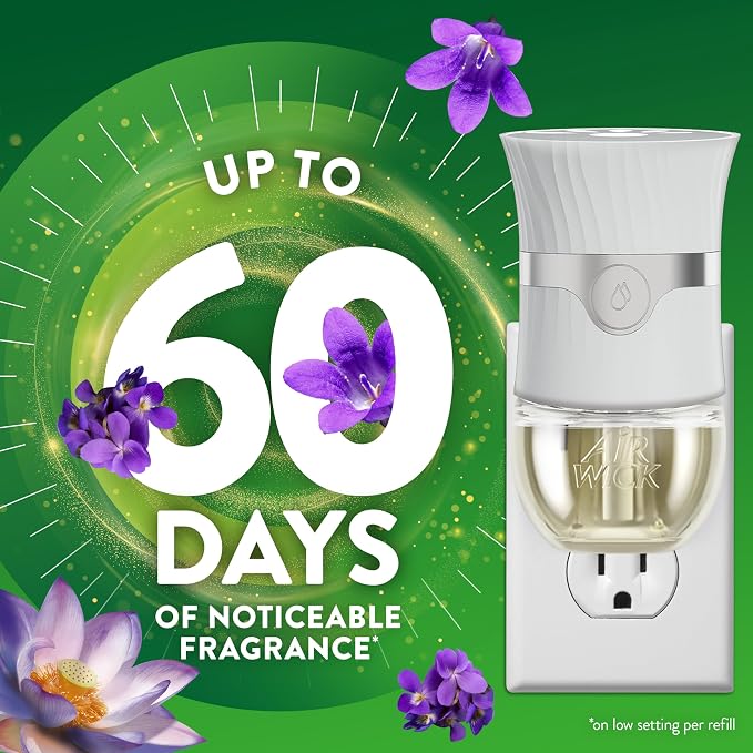 Air Wick Plug-In Scented Oil Refills, 5 Count, Black Lotus & Violet, Air Freshener, Essential Oils