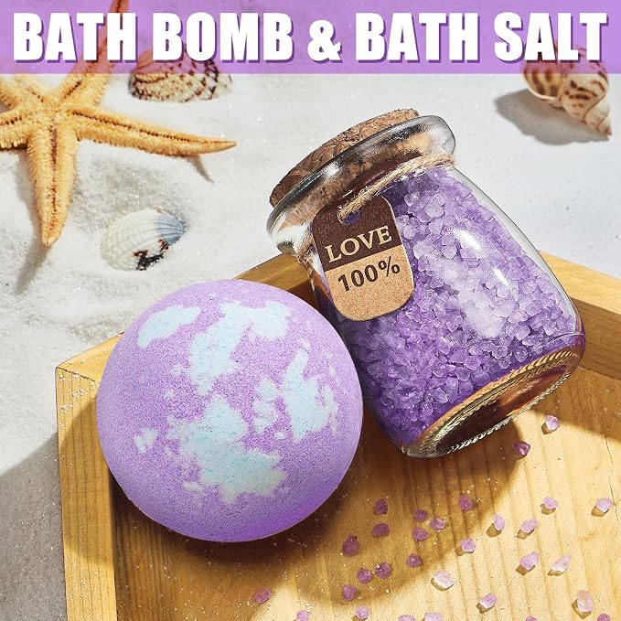 Birthday Gifts for Women Friendship, Lavender Relaxing Spa Gifts Basket for Women, Self Care Thank You Gift Bath Set Mothers Day Gifts for Mom Her Friends Wife Sister Coworker Nurse Teacher