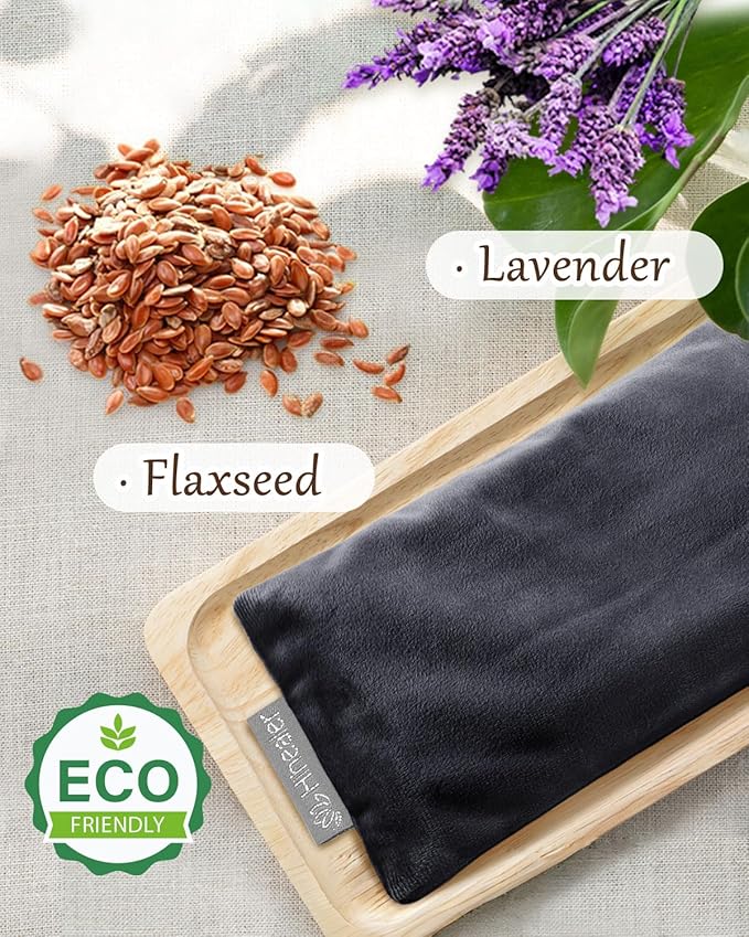 Lavender Eye Pillow for Relaxation, Yoga, Sleep – Weighted Eye Mask for Headache, Sinus, Aromatherapy Moist Heat Compress, Meditation Accessory, Relaxation Gift for Women (Black（only One）)