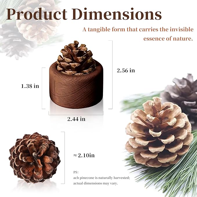 Pinecone Passive Diffuser - 2 Pack Natural Materials Essential Oil Diffusers Set, Needed for Small Spaces, Aromatherapy for Desk, Office, Home, Bedroom or Car Decor