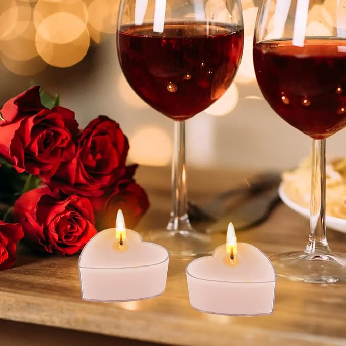 Gardenia Scented Heart Tealight Candles, Pink Scent Tea Lights Candles Clear Cup, 24 Pack Colored Tealights Candle, 4 Hour Burn Time Tea Candles for Weddings Romantic Valentine's Day Decor