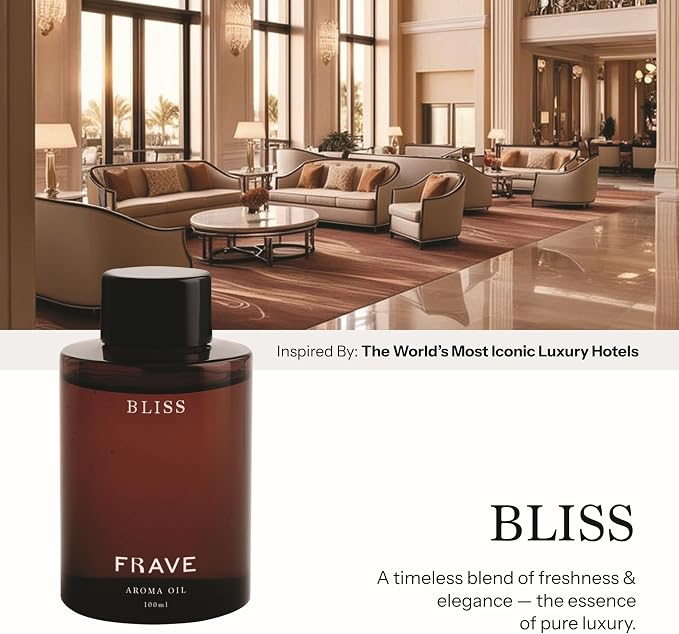 Bliss Hotel Diffuser Oil 100ml, 3.38 oz Aroma Oil, Scent Inspired by The World’s Most Iconic Luxury Hotels, Aromatherapy Refill Fragrance for Waterless Cold Air Diffusers, Home, Office, Hotel
