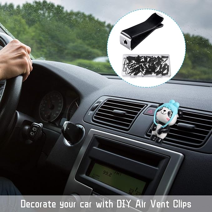 Frienda 60 Pcs Car Vent Clips for Freshies Bulk Square Head Air Conditioner Clips with 2 Storage Boxes, Durable Auto Air Outlet Perfume Holders for Car Decoration Accessories