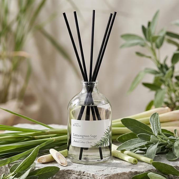 Reed Diffuser Set for Bathroom & Home, Long Lasting Essential Oil Aroma, Glass Bottle Home Fragrance with Sticks, Ideal Gift for Woman