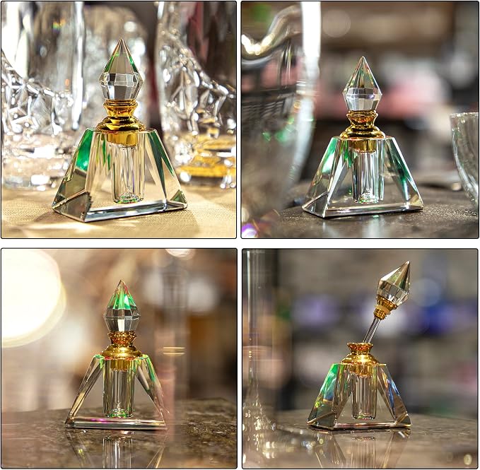 H&D HYALINE & DORA Vintage Egyptian Perfume bottle Decor Refillable Mini Empty Potions Glass 3ML (Rectangular pyramid)
