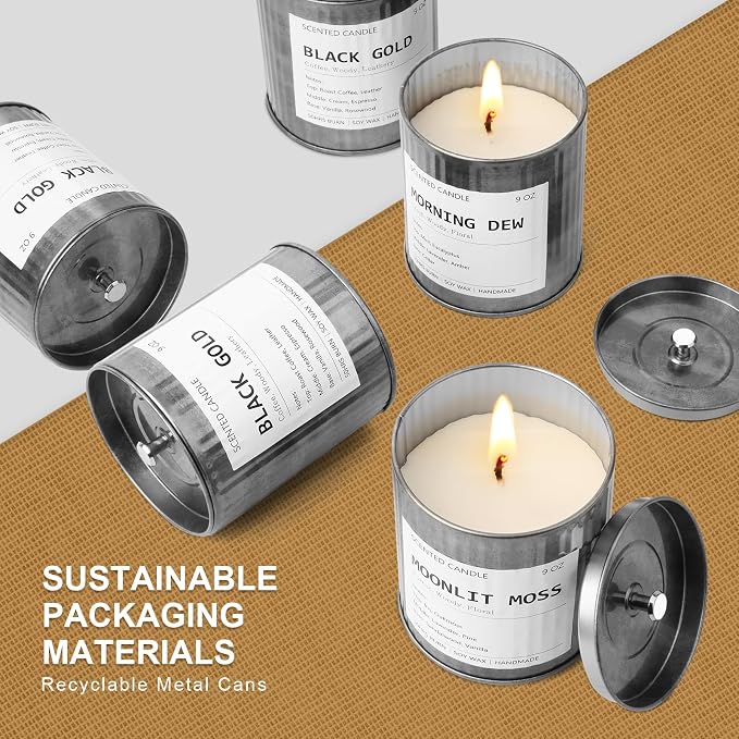 Eucalyptus Mint Scented Candle for Men - Gym & Office Focus Candle | 50Hr Burn Soy Wax in Metal Tin, 9oz - Man Cave Essentials, Gifts for Him, Father's Day