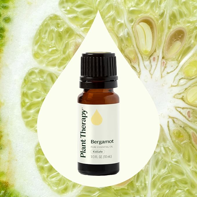 Plant Therapy Bergamot Essential Oil 10 mL (1/3 oz), 100% Pure, Undiluted, Uplifting, Fresh Sent for Aromatherapy and Clear Skin