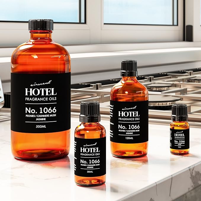 AirScent Hotel Diffuser Oil No. 1066 - Peonies Cashmere Jasmine - 120 mL | Premium Hotel Fragrance Oil for Ultrasonic and Waterless Diffusers and Crafting - 4 fl oz Glass Dropper Bottle