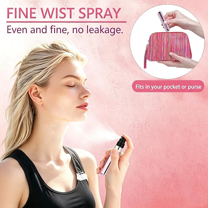 opasyo Refillable Perfume Portable Atomizer Bottle Refillable Perfume Spray, Leak-Proof Perfume Spray Bottle, Travel Perfume for Traveling and Outgoing (5ml, 4 Pack Gold/Pink/Blue/Black)