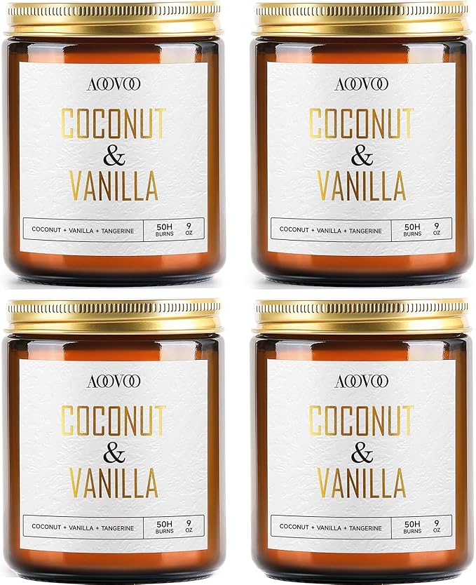 AOOVOO Coconut Vanilla Candles - 36 oz Scented Candles, Aromatherapy Candle, Soy Candle for Home Scented