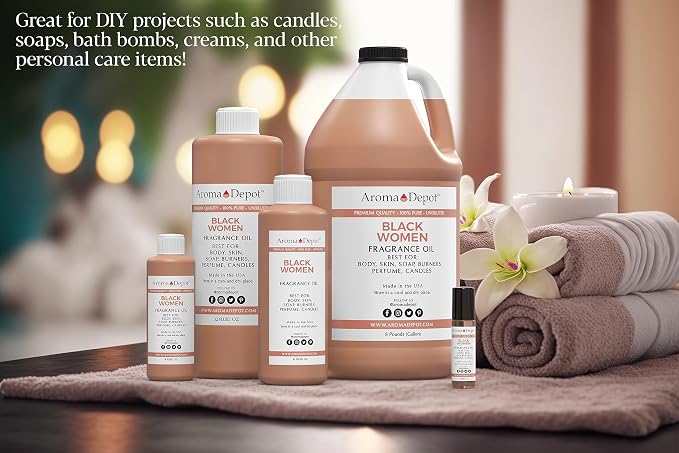 Aroma Depot Black Women 1 oz. Fragrance Oil I Perfume I Skin Oil I Scented Oil. Bath Bombs, Body Butters, Creams and lotions. Few Drops in The Diffuser, Burners, or Warmers.