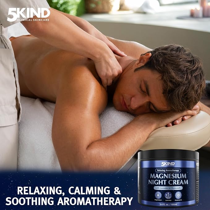 5Kind Magnesium Lotion for Sleep 3.4 fl oz - Magnesium Sleep Cream - Topical Magnesium Cream - Relaxing Lavender & Chamomile Magnesium - Infused with Lavender Essential Oils - Natural Sleep Aid