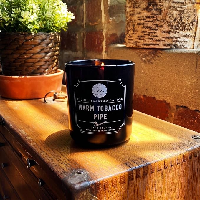 DW Home Warm Tobacco Pipe Scented Candle for Home, 9 oz, Copper Lid Single Wick Candle Jar, Up to 33H Burn Time, Luxury Scented Candle for Relaxation, Gifting, Home Decor