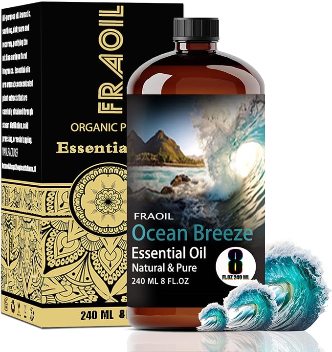Ocean Breeze Essential Oil, Ocean Breeze Oil 8 Fl Oz 240ML for Diffuser Humidifier Yoga Cleaning DIY Candle Soap Making Perfume Gift for Women Fragrance Oils FRAOIL (Ocean Breeze 8 Fl Oz (Pack of 1))