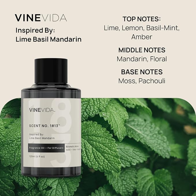 VINEVIDA [4 Oz] Inspired by: Lime Basil Mandarin; Diffuser Oil Refill | Premium Scent Diffuser Oil for Home | Non-Toxic Fragrance
