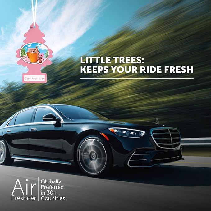 LITTLE TREES Car Air Freshener | Hanging Paper Tree for Home or Car | Cherry Blossom Honey | 6 Pack