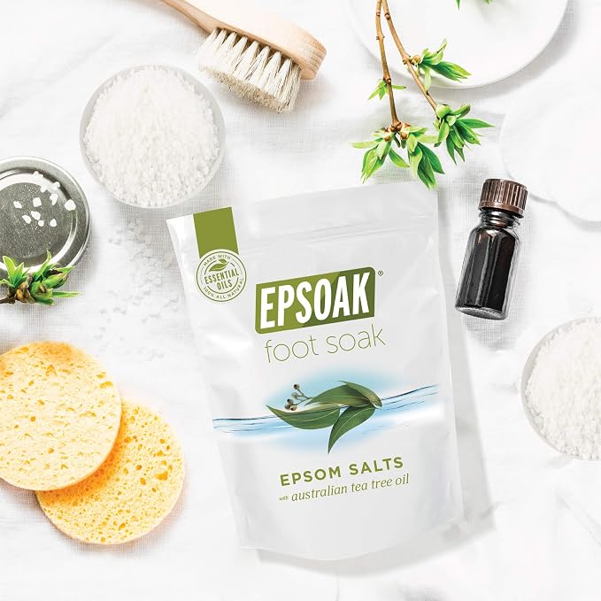 Epsoak Epsom Salt 4 lb. USP Magnesium Sulfate with Tea Tree Scent (Qty. 2 x 4 lb. Bags) Resealable Epsom Salt Bag, Made in The USA, Cruelty-Free Certified