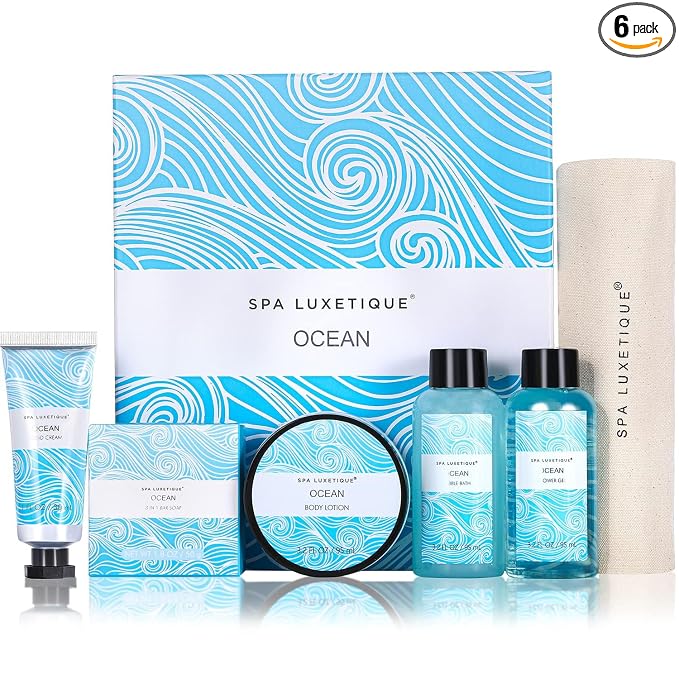 Spa Luxetique Spa Gift Set for Women,Ocean Spa Set Includes Body Lotion, Shower Gel,Bubble Bath, Hand Cream,Bath Gifts for Women, Mothers Day Gifts