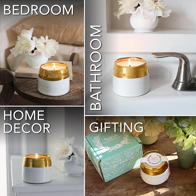 The Growing Candle, Unscented Fragrance Free Candles, 10oz Ceramic Pot, 100% Soy, Clara