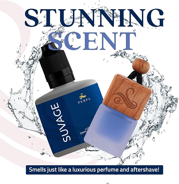 Solvère Gift Set with Refill Bottle | Automotive Air Fresheners with Solvère Fragrance | Strong Car Perfume | Odour Eliminating Car Air Fresheners by Perfa