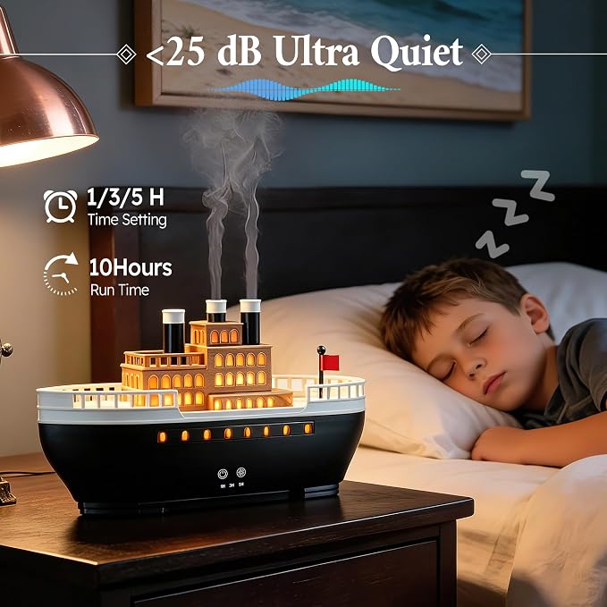 Essential Oil Diffuser 250ml, Ultrasonic Titanic Humidifier with 7 Color LED Lights, Quiet Operation, Auto Shut-Off, Remote Control, Perfect for Home, Office, and Bedroom Decor (Black)