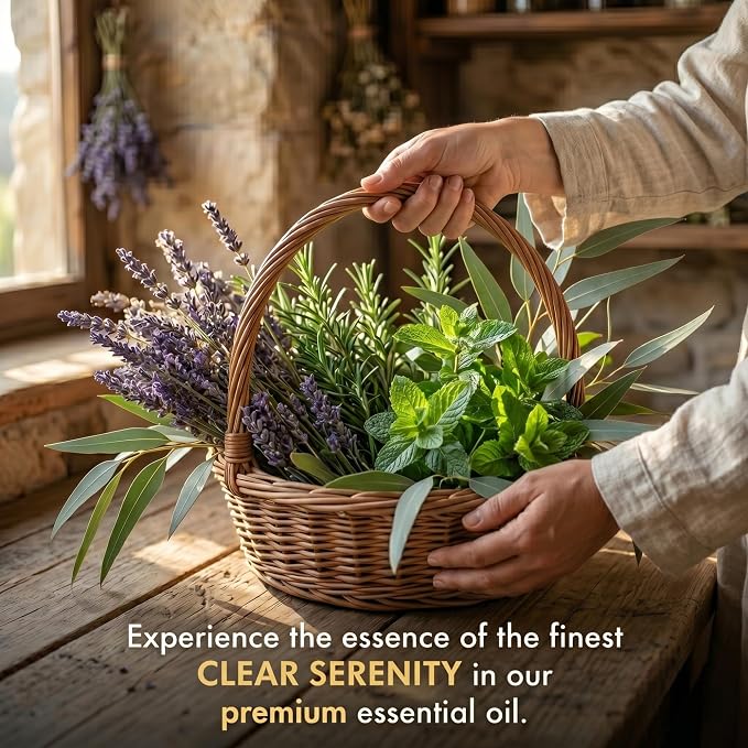 Calming Essential Oil Blend, 100% Natural Aromatherapy Grade, 10ml / 0.34 Fl Oz (Clear Serenity)