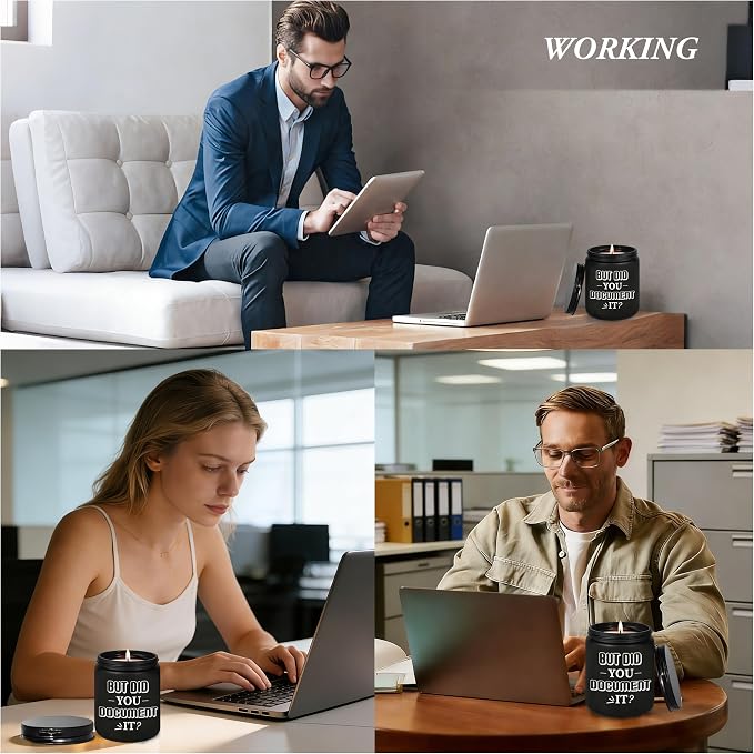 Funny Office Gift for Women Men, But Did You Document It, Humorous Desk Decor for Him Her, Corporate Humor Gifts for Programmers, Engineers, IT Coworkers, 7oz Black Lavender Scented Candle, Style-L