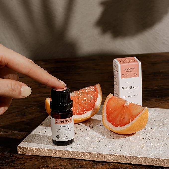 Organic Grapefruit Essential Oil, USDA Certified Organic 100% Natural & Pure Essential Oils for Diffusers for Home, Aromatherapy Oils, Diffuser Oils Scents, Energizing, 10ml-0.33 fl oz