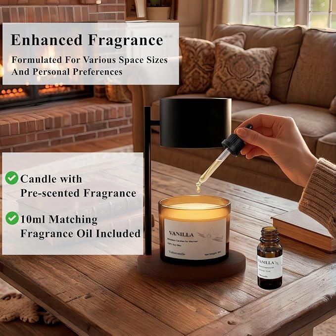 VOHO Vanilla Wickless Candles for Candle Warmer Lamp, 9oz Soy Scented Candles & 10ml Essential Oil for Customizable Strength, Wickless Vanilla Candle for Warmer Lamp Thanksgiving Christmas Women Gifts