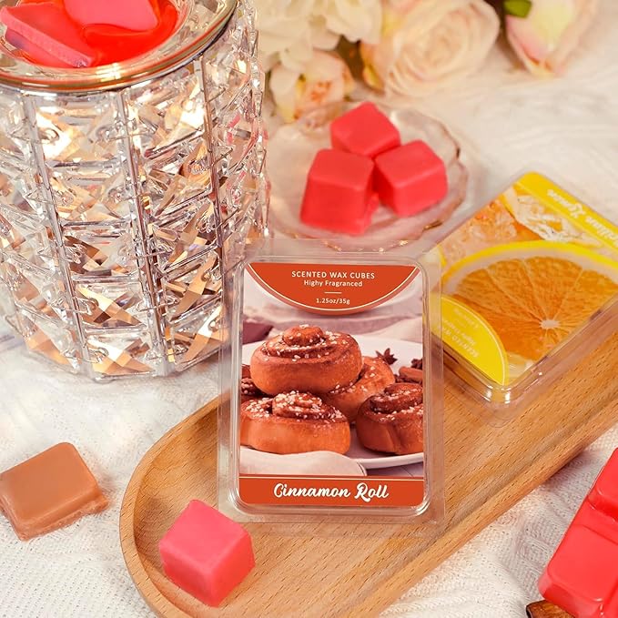 SCENTORINI Summer Scented Wax Melts 12 Pack - Fruit & Dessert Assorted Scents: Mango, Pineapple, Golden Apple, Vanilla Cake | Strong Wax Cubes for Warmer, Home Fragrance & Relaxation